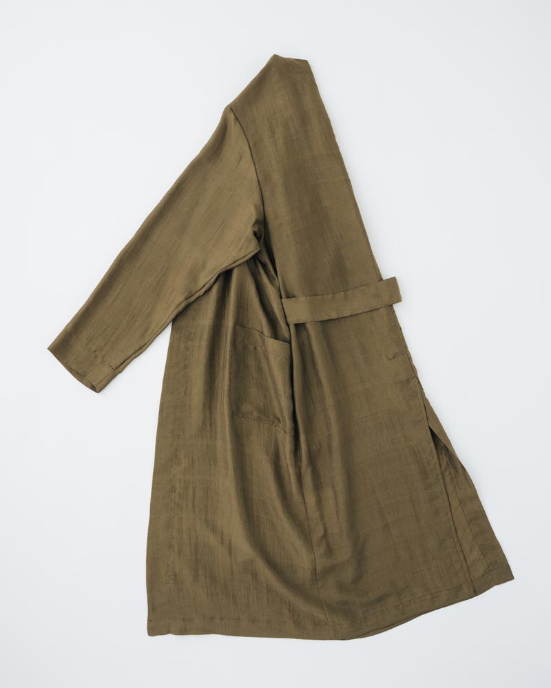 Silk Long Coat Khaki