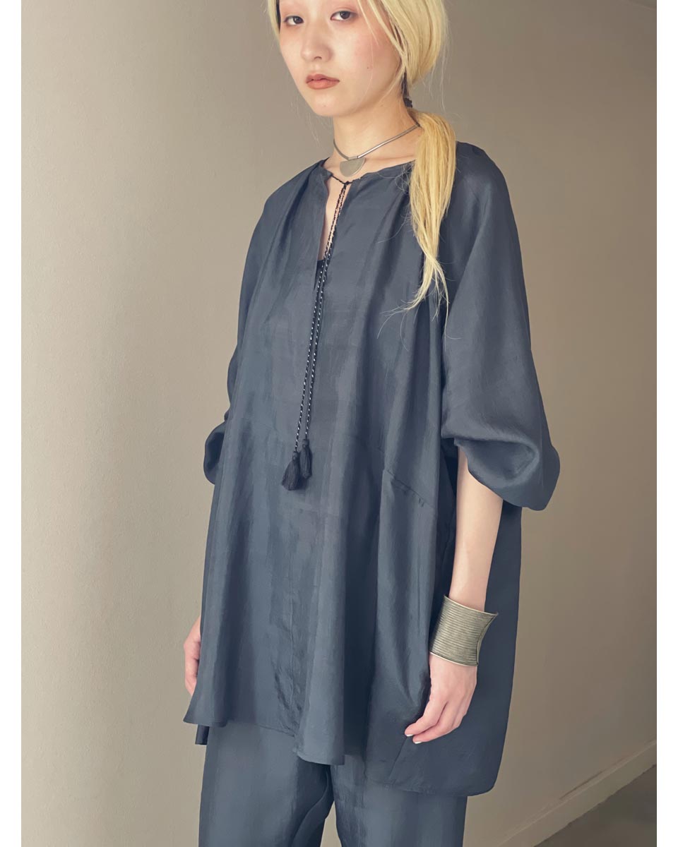 Silk Kaftan Tops Charcoal gray Wear